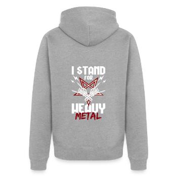 Metal Black Metal Rockgitarre E-Gitarre - Unisex Premium Bio Zip Hoodie - Grau meliert - Hinten - Nico (187cm)