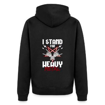 Metal Black Metal Rockgitarre E-Gitarre - Unisex Premium Bio Zip Hoodie - Schwarz - Hinten - Nico (187cm)