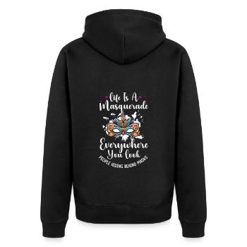 Verkleidung Kostümfest Mardi Gras Fremder - Unisex Premium Bio Zip Hoodie - Schwarz - Hinten - Nico (187cm)
