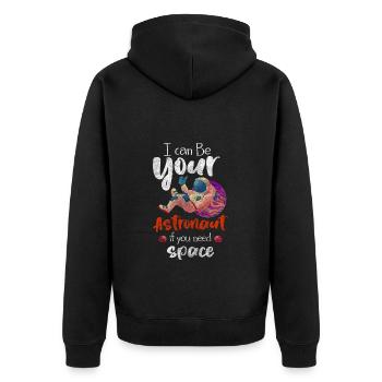 Astronaut Raumfahrt Raumanzug Rakete - Unisex Premium Bio Zip Hoodie - Schwarz - Hinten - Nico (187cm)