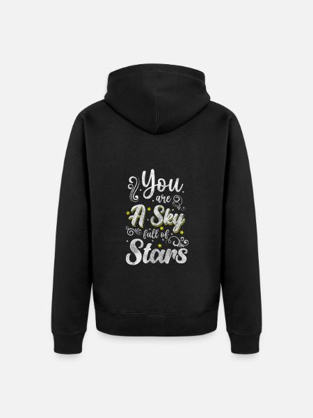 Sternenhimmel Wunsch Weltraum Mond - Unisex Premium Bio Zip Hoodie - Schwarz