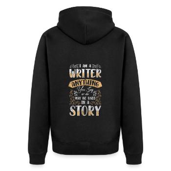 Schreiber Schreiben Journalist - Unisex Premium Bio Zip Hoodie - Schwarz - Hinten - Nico (187cm)