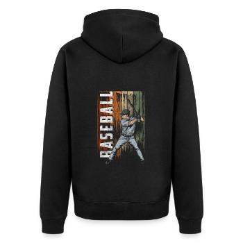 Baseball Ball Spieler Pitchen - Unisex Premium Bio Zip Hoodie - Schwarz - Hinten - Nico (187cm)