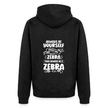 Zebra Africa Steppe Zebra - Unisex Premium Organic Zip Hoodie - black - Back - Nico (187cm)