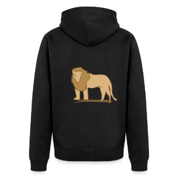 Lion Symbol Animal Predator brown - Unisex Premium Organic Zip Hoodie - black - Back - Nico (187cm)