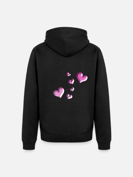 pink heart pattern glitter - Unisex Premium Organic Zip Hoodie - black