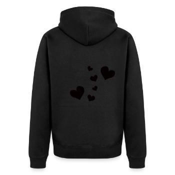 hearts pattern heart symbols - Unisex Premium Organic Zip Hoodie - black - Back - Nico (187cm)