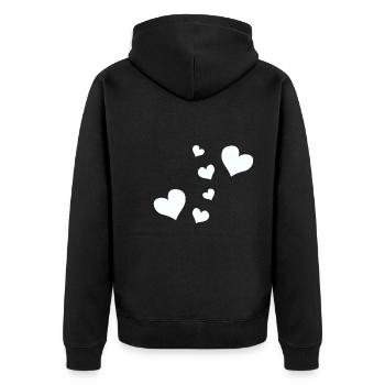 hearts pattern heart symbols - Unisex Premium Organic Zip Hoodie - black - Back - Nico (187cm)