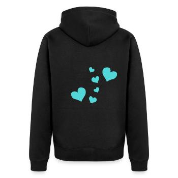blaue Herzen Muster rot Symbol liebe - Unisex Premium Bio Zip Hoodie - Schwarz - Hinten - Nico (187cm)