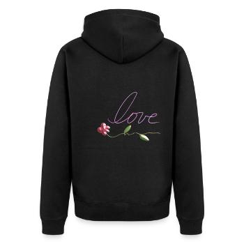 symbole de mot de fleur d’amour - Veste à capuche bio Premium Unisexe - noir - Dos - Nico (187cm)