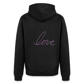 mot d’amour paillettes roses - Veste à capuche bio Premium Unisexe - noir - Dos - Nico (187cm)