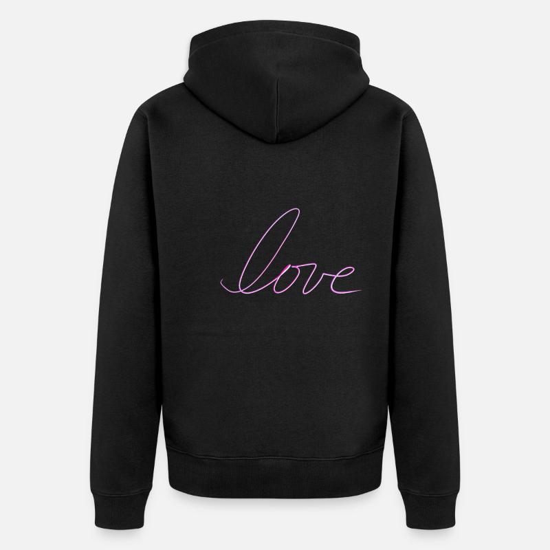 mot d’amour paillettes roses - Veste à capuche bio Premium Unisexe - noir