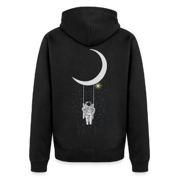 astronaut - Unisex Premium Organic Zip Hoodie - black - Back - Nico (187cm)