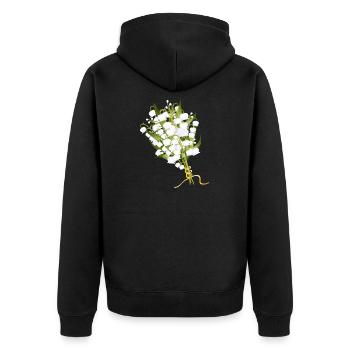 üppiger Maiglöckchen Strauß als Frühlingsgruß - Unisex Premium Bio Zip Hoodie - Schwarz - Hinten - Nico (187cm)