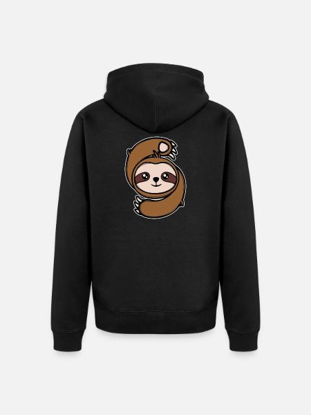 Säugetier Faultier Dschungel Urwaldbewohner Zoo - Unisex Premium Bio Zip Hoodie - Schwarz
