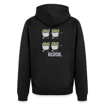 schubkarren glück - Unisex Premium Bio Zip Hoodie - Schwarz - Hinten - Nico (187cm)