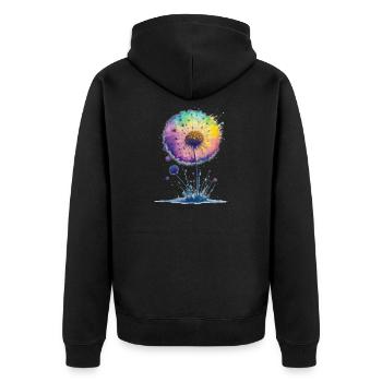Flower - Unisex Premium Organic Zip Hoodie - black - Back - Nico (187cm)