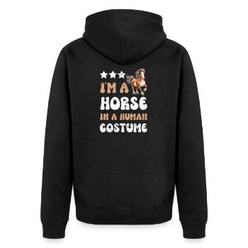 Pferd Pferde - Unisex Premium Bio Zip Hoodie - Schwarz - Hinten - Nico (187cm)