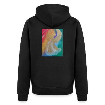 Regenbogenengel - Engel des Einklangs - Engelbild - Unisex Premium Bio Zip Hoodie - Schwarz - Hinten - Nico (187cm)