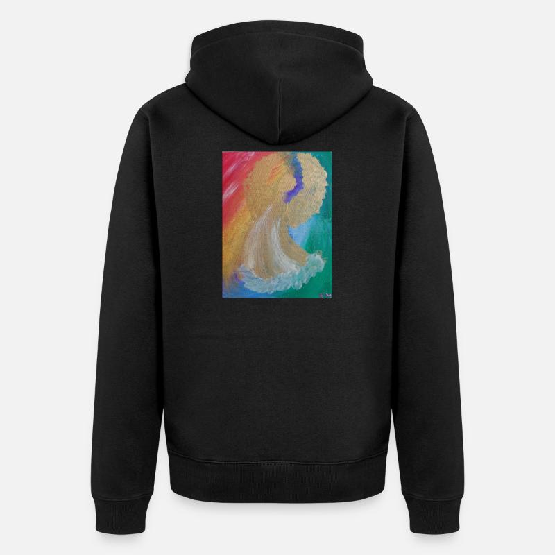 Regenbogenengel - Engel des Einklangs - Engelbild - Unisex Premium Bio Zip Hoodie - Schwarz