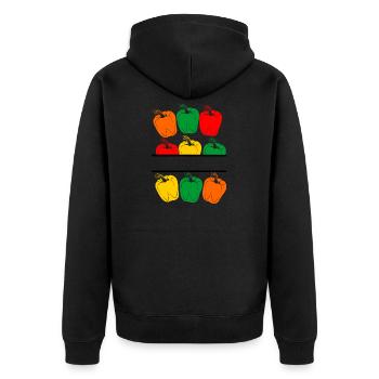 Bannière de nom Peppers de quatre couleurs - Veste à capuche bio Premium Unisexe - noir - Dos - Nico (187cm)