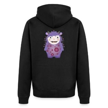 Monstre violet mignon avec des cornes - Veste à capuche bio Premium Unisexe - noir - Dos - Nico (187cm)