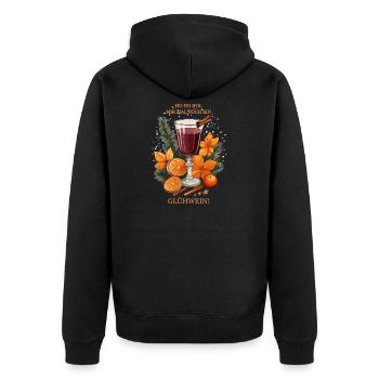 Glühwein mit Zimt - Unisex Premium Bio Zip Hoodie - Schwarz - Hinten - Nico (187cm)