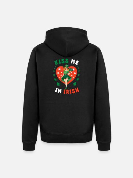 Kiss me, I'm Irish - Unisex Premium Organic Zip Hoodie - black