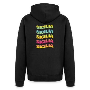 t-shirt Sicilia onda t-shirt gift idea - Unisex Premium Organic Zip Hoodie - black - Back - Nico (187cm)