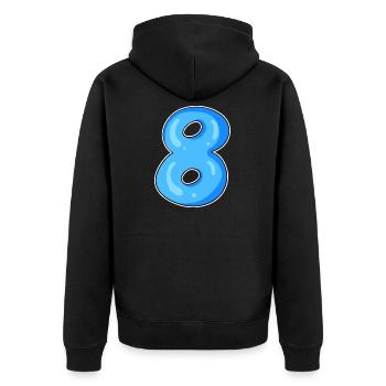 Number 8 Number Eight Motif Blue - Unisex Premium Organic Zip Hoodie - black - Back - Nico (187cm)