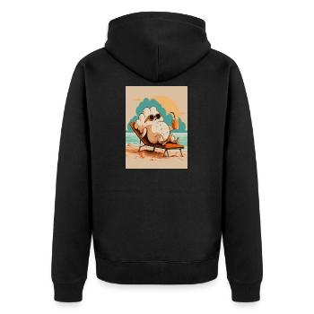 Relaxing Popcorn Strandurlaub Design - Unisex Premium Bio Zip Hoodie - Schwarz - Hinten - Nico (187cm)