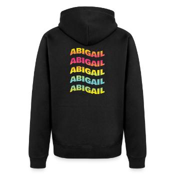Abigail t-shirt text wave effect wave effect - Unisex Premium Organic Zip Hoodie - black - Back - Nico (187cm)