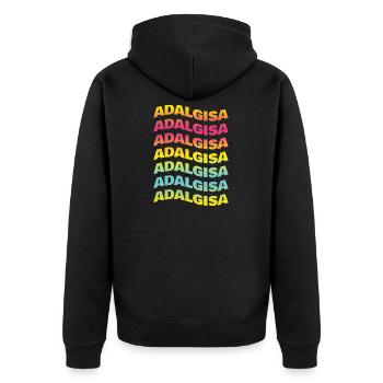 Adalgisa tshirt text wave effect t-shirt- - Unisex Premium Organic Zip Hoodie - black - Back - Nico (187cm)