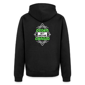 Coden Statement Developer Computerfreak Skripting - Unisex Premium Bio Zip Hoodie - Schwarz - Hinten - Nico (187cm)