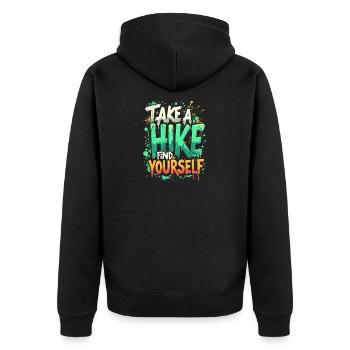 TAKE A HIKE, FIND YOURSELF - Unisex Premium Organic Zip Hoodie - black - Back - Nico (187cm)