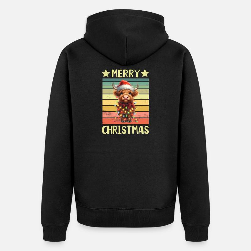 Vache bovine écossaise Highland - Veste à capuche bio Premium Unisexe - noir