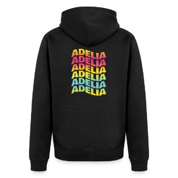 Adelia t-shirt t-shirt text wave effect - Unisex Premium Organic Zip Hoodie - black - Back - Nico (187cm)