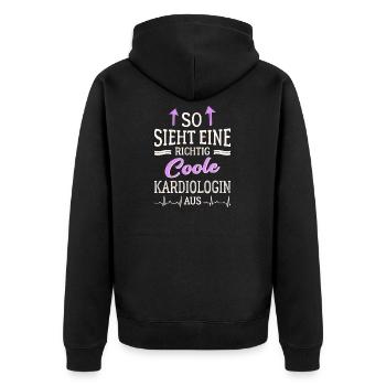 So sieht eine richtig coole Kardiologin aus Ärztin - Unisex Premium Bio Zip Hoodie - Schwarz - Hinten - Nico (187cm)
