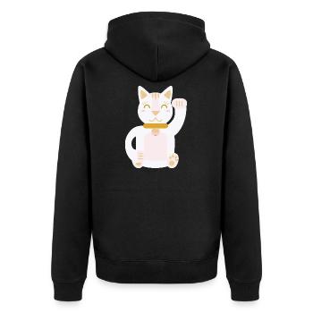 Maneki Neko L Chat porte-bonheur - Veste à capuche bio Premium Unisexe - noir - Dos - Nico (187cm)