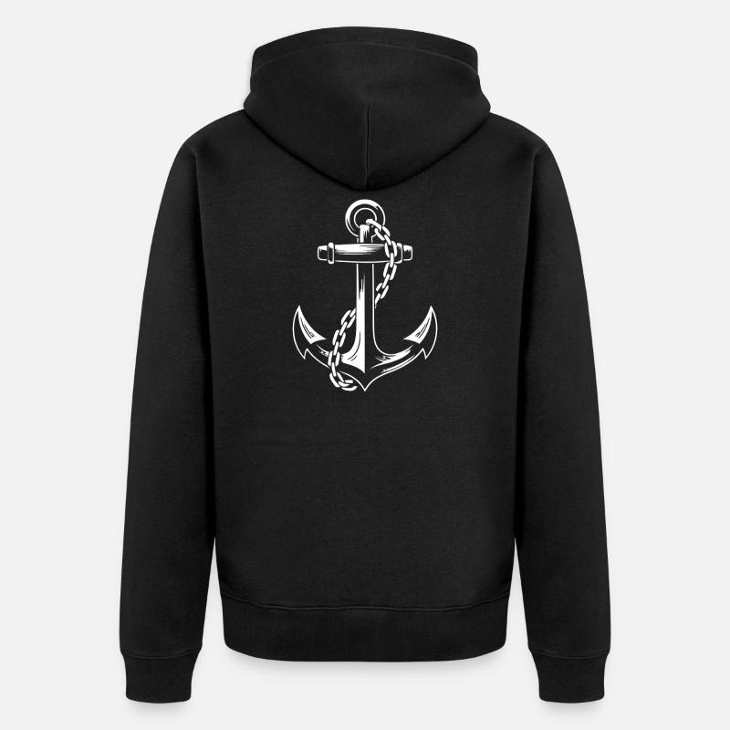 Robuster Schiffsanker mit Kette - Unisex Premium Bio Zip Hoodie - Schwarz