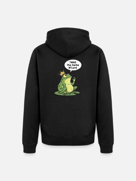 Regal Frog Carbohydrate King Design - Unisex Premium Organic Zip Hoodie - black