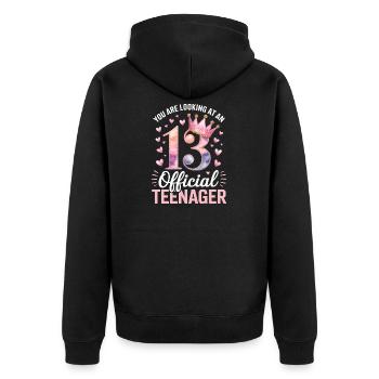 13th birthday teenager gift - Unisex Premium Organic Zip Hoodie - black - Back - Nico (187cm)