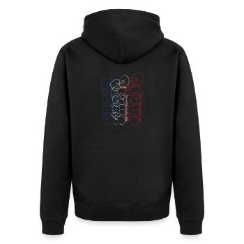 Dynamische Skizze der Paris Bubble Franz Flagge - Unisex Premium Bio Zip Hoodie - Schwarz - Hinten - Nico (187cm)