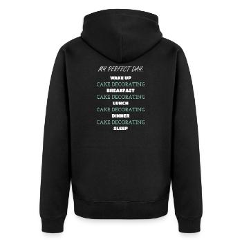 Humorvolle Torte Dekorateur Zitat T-Shirt - Unisex Premium Bio Zip Hoodie - Schwarz - Hinten - Nico (187cm)