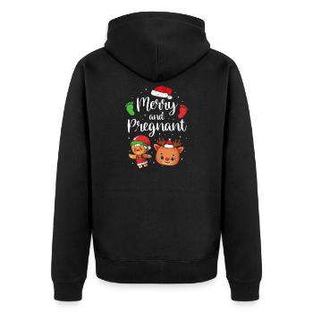 Werdende Mutter Weihnachten Gender Reveal - Unisex Premium Bio Zip Hoodie - Schwarz - Hinten - Nico (187cm)