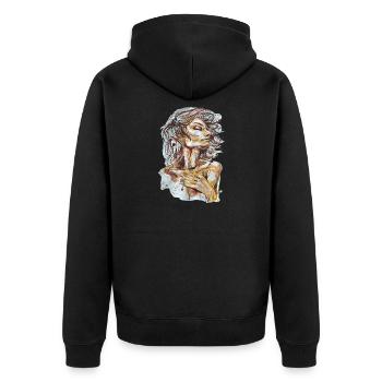 Air Illustration Aquarell carographic - Unisex Premium Bio Zip Hoodie - Schwarz - Hinten - Nico (187cm)