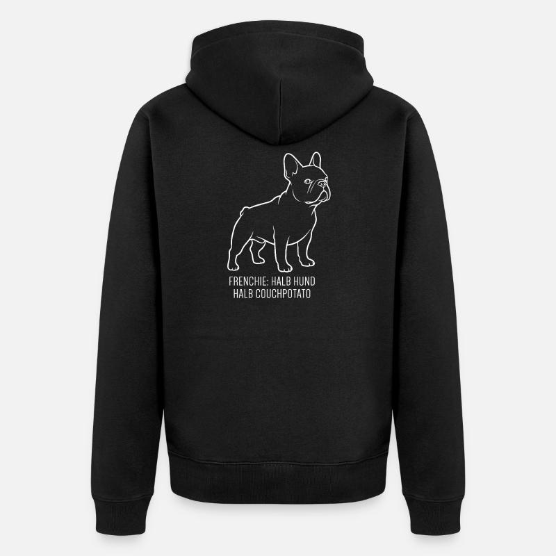 Frenchie : mi-chien, mi-patate de canapé - Veste à capuche bio Premium Unisexe - noir