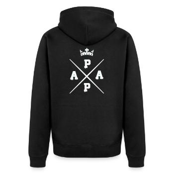 Kreuzendes Papa krone Logo - Unisex Premium Bio Zip Hoodie - Schwarz - Hinten - Nico (187cm)