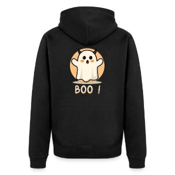 Boo ! Fantôme Doudou d'Halloween - Veste à capuche bio Premium Unisexe - noir - Dos - Nico (187cm)