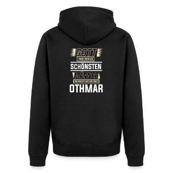 Othmar the Most Beautiful Man Shaped by God Design - Unisex Premium Organic Zip Hoodie - black - Back - Nico (187cm)